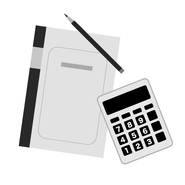 簿記｜経理｜会計｜事務 - シンプル / クリップアート / アイコン / イラスト / 無料 / 白黒 / 二色 / PNG形式：背景透明