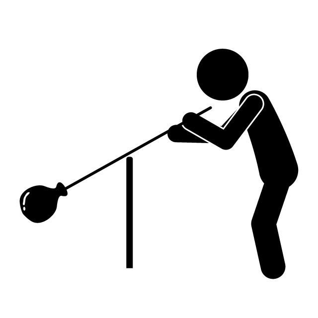 ガラス工芸｜職人｜工芸品｜きれい - シンプル / クリップアート / アイコン / イラスト / 無料 / 白黒 / 二色 / PNG形式：背景透明