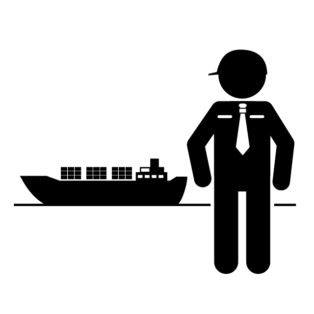 通関士｜大型船｜貿易｜税関 - シンプル / クリップアート / アイコン / イラスト / 無料 / 白黒 / 二色 / PNG形式：背景透明
