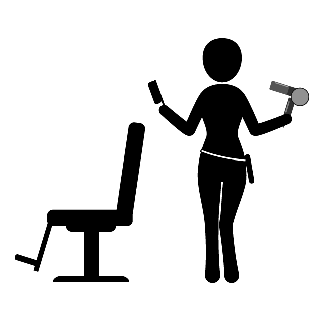 スタイリスト｜ヘア｜美容室｜美容院 - シンプル / クリップアート / アイコン / イラスト / 無料 / 白黒 / 二色 / PNG形式：背景透明