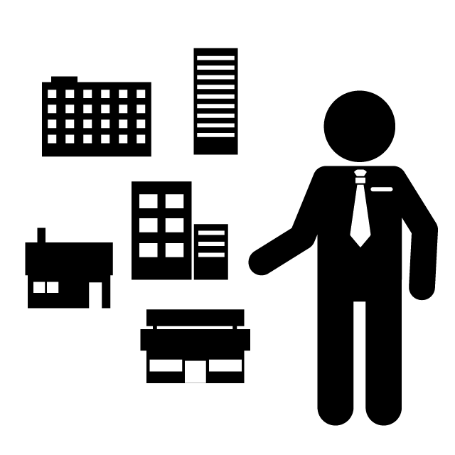 宅地建物取引/宅建/宅建取引主任者｜不動産｜住宅｜ビル - シンプル / クリップアート / アイコン / イラスト / 無料 / 白黒 / 二色 / PNG形式：背景透明