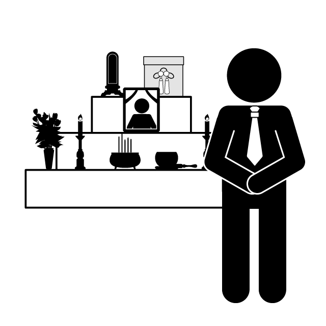 葬祭ディレクター｜葬儀｜セレモニー｜お葬式 - シンプル / クリップアート / アイコン / イラスト / 無料 / 白黒 / 二色 / PNG形式：背景透明