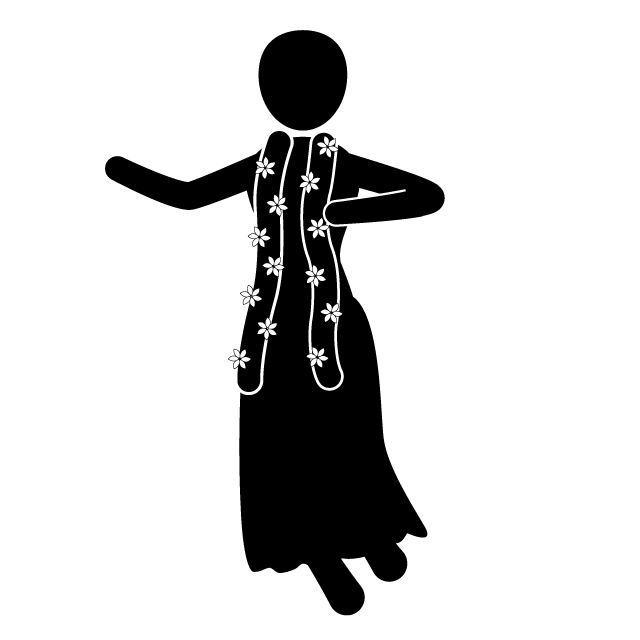 フラダンス｜踊り｜伝統｜華やか - シンプル / クリップアート / アイコン / イラスト / 無料 / 白黒 / 二色 / PNG形式：背景透明