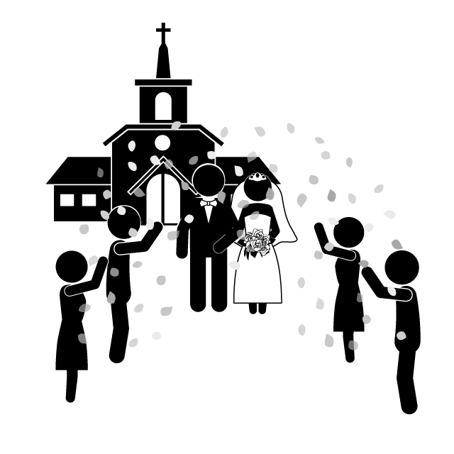 ブライダルコーディネーター｜結婚式場｜教会｜祝福 - シンプル / クリップアート / アイコン / イラスト / 無料 / 白黒 / 二色 / PNG形式：背景透明