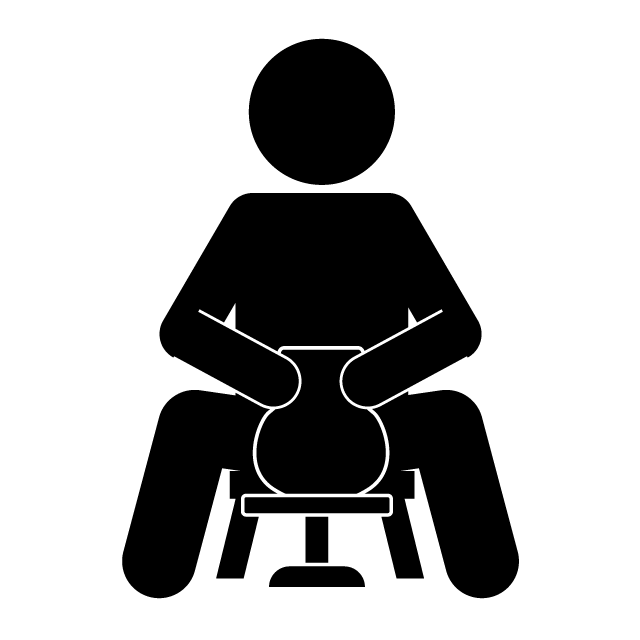 陶芸｜伝統工芸｜職人｜ろくろ - シンプル / クリップアート / アイコン / イラスト / 無料 / 白黒 / 二色 / PNG形式：背景透明