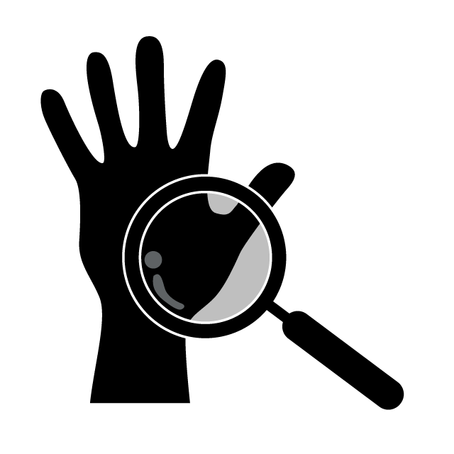 手相占い｜運勢｜虫めがね｜未来 - シンプル / クリップアート / アイコン / イラスト / 無料 / 白黒 / 二色 / PNG形式：背景透明