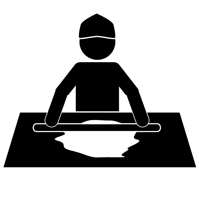 そば打ち - シンプル / クリップアート / アイコン / イラスト / 無料 / 白黒 / 二色 / PNG形式：背景透明