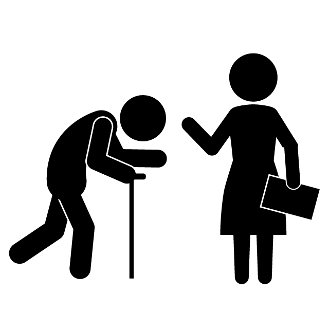 認知症介助士 - シンプル / クリップアート / アイコン / イラスト / 無料 / 白黒 / 二色 / PNG形式：背景透明