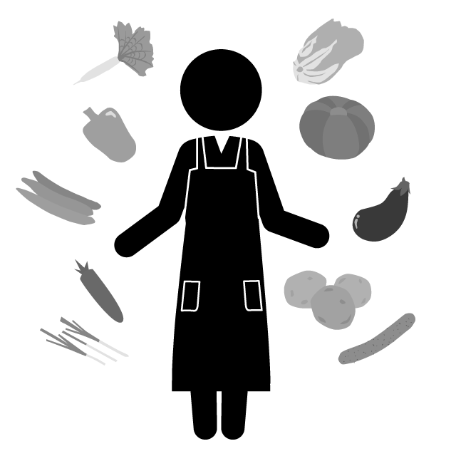 野菜スペシャリスト - シンプル / クリップアート / アイコン / イラスト / 無料 / 白黒 / 二色 / PNG形式：背景透明