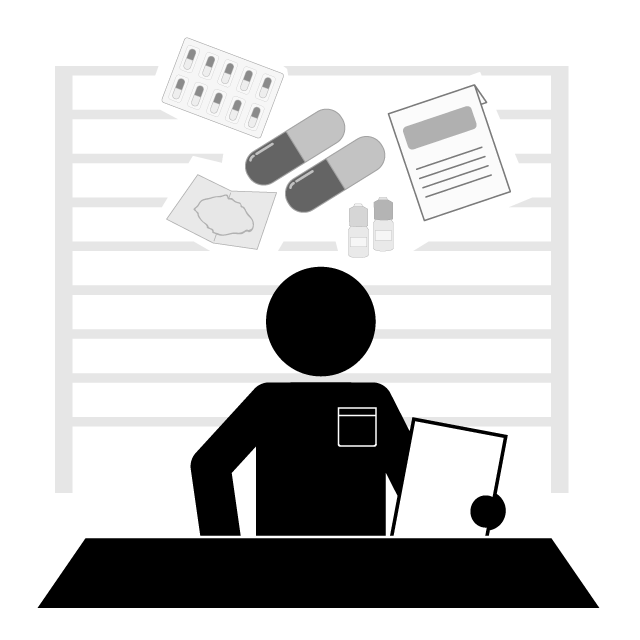 登録販売者 - シンプル / クリップアート / アイコン / イラスト / 無料 / 白黒 / 二色 / PNG形式：背景透明