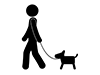 犬の散歩 - 無料ピクトグラム｜白黒イラスト