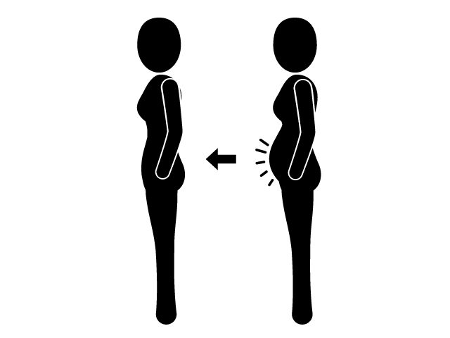 お腹ぽっこり | ダイエット | 太る - シンプル / クリップアート / アイコン / イラスト / 無料 / 白黒 / 二色 / PNG形式：背景透明