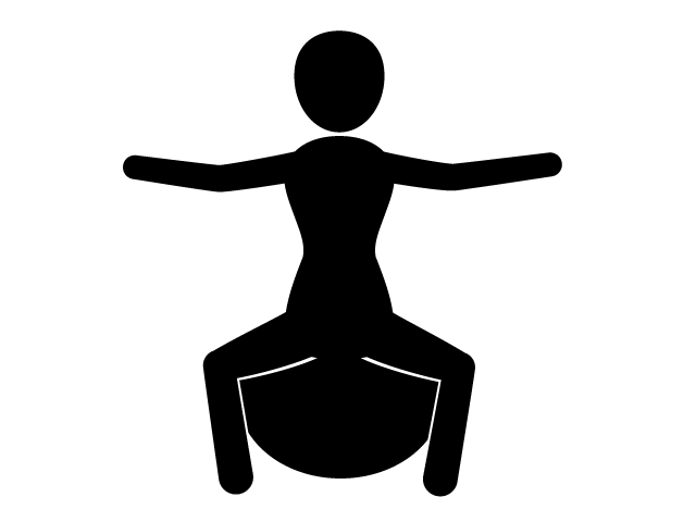 バランスボール | ダイエット | 運動 - シンプル / クリップアート / アイコン / イラスト / 無料 / 白黒 / 二色 / PNG形式：背景透明