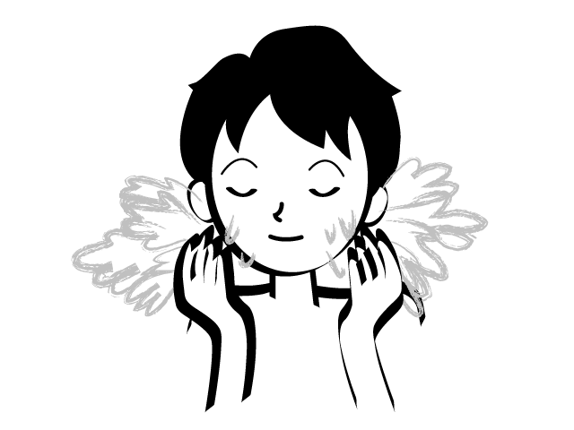 洗顔 | スキンケア | 美容 - シンプル / クリップアート / アイコン / イラスト / 無料 / 白黒 / 二色 / PNG形式：背景透明