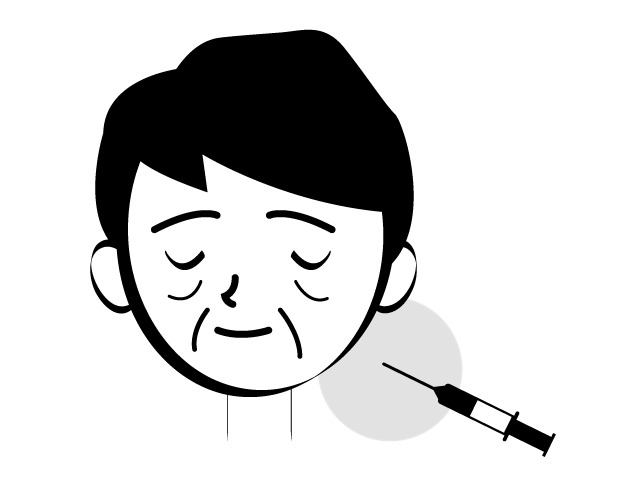 ヒアルロン酸注入 | 若返り - シンプル / クリップアート / アイコン / イラスト / 無料 / 白黒 / 二色 / PNG形式：背景透明