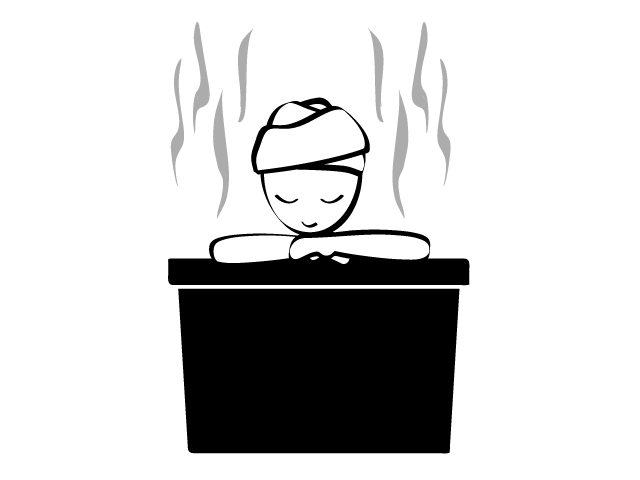 お風呂にはいる | 湯気 | 健康 - シンプル / クリップアート / アイコン / イラスト / 無料 / 白黒 / 二色 / PNG形式：背景透明