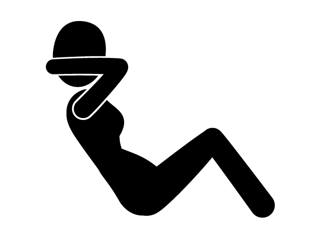 腹筋 | お腹 | 鍛える | 運動 - シンプル / クリップアート / アイコン / イラスト / 無料 / 白黒 / 二色 / PNG形式：背景透明