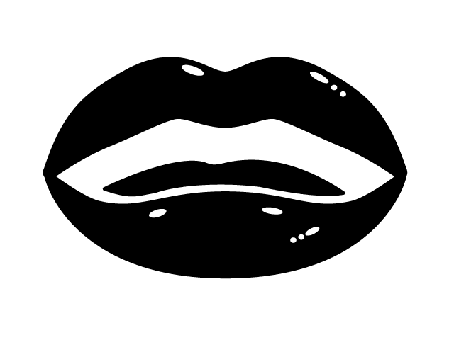 魅力的 | 口元 | 美容 - シンプル / クリップアート / アイコン / イラスト / 無料 / 白黒 / 二色 / PNG形式：背景透明