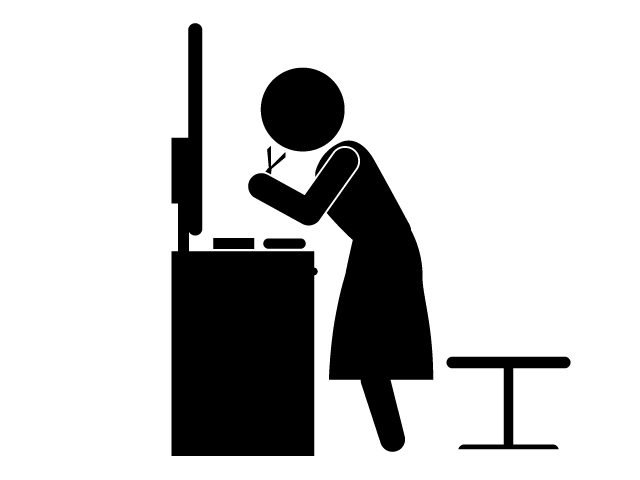 鼻毛を切る | 女性 - シンプル / クリップアート / アイコン / イラスト / 無料 / 白黒 / 二色 / PNG形式：背景透明