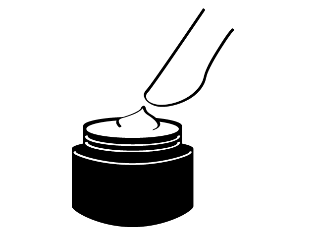 クリームを塗る | 美容品 - シンプル / クリップアート / アイコン / イラスト / 無料 / 白黒 / 二色 / PNG形式：背景透明