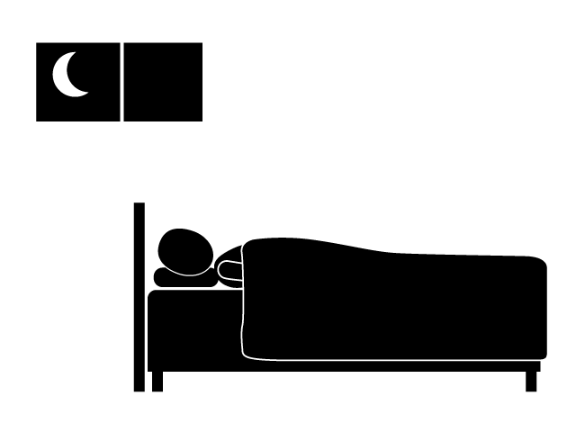 良質な睡眠 | 就寝 | 美容 - シンプル / クリップアート / アイコン / イラスト / 無料 / 白黒 / 二色 / PNG形式：背景透明