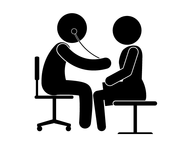 問診 | 病院に行く | 調子が悪い - シンプル / クリップアート / アイコン / イラスト / 無料 / 白黒 / 二色 / PNG形式：背景透明