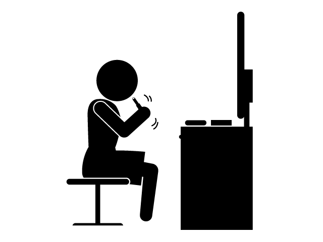 化粧をする | 化粧台 | 美容 - シンプル / クリップアート / アイコン / イラスト / 無料 / 白黒 / 二色 / PNG形式：背景透明