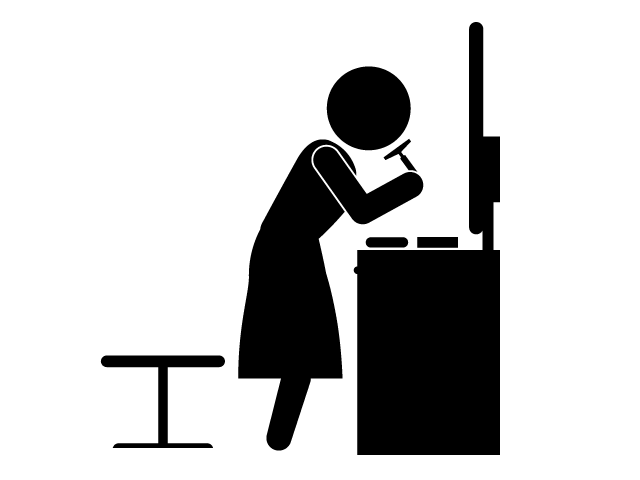 産毛を剃る女性 | 処理 - シンプル / クリップアート / アイコン / イラスト / 無料 / 白黒 / 二色 / PNG形式：背景透明