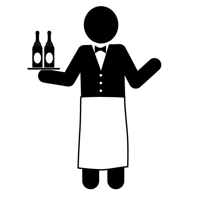 ソムリエ｜給仕人｜ワイン専門｜プロフェッショナルソムリエ - 挿絵/クリップアート/フリー/写真/アイコン/白黒/シンプル