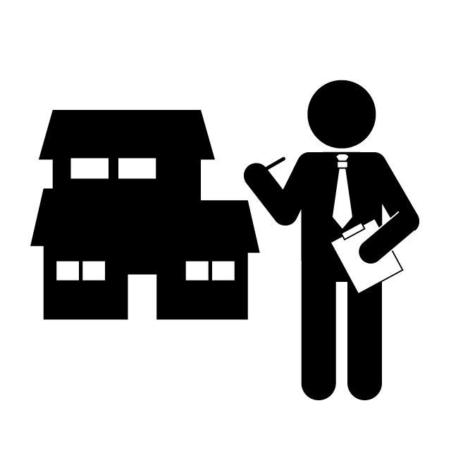 不動産鑑定士｜経済価値高度専門家｜鑑定評価｜建築 - 挿絵/クリップアート/フリー/写真/アイコン/白黒/シンプル