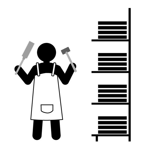 DIY店店員｜日曜大工｜木材 - 挿絵/クリップアート/フリー/写真/アイコン/白黒/シンプル