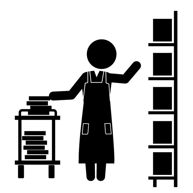 書店店員｜本棚 - 挿絵/クリップアート/フリー/写真/アイコン/白黒/シンプル