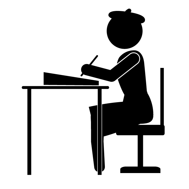 絵本作家 - 挿絵/クリップアート/フリー/写真/アイコン/白黒/シンプル