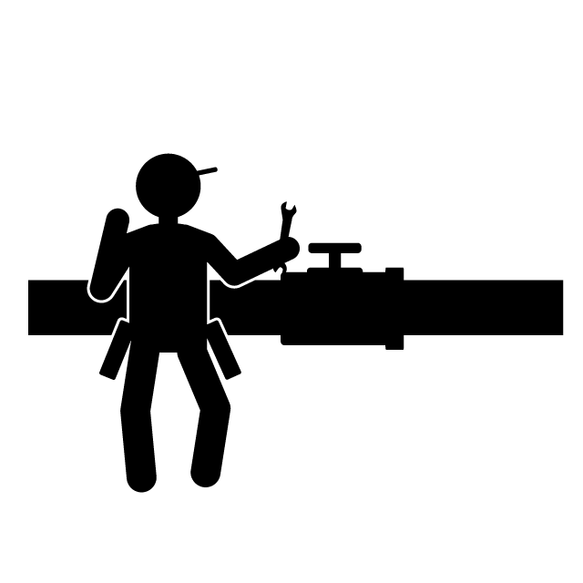 配管工｜工事｜修理 - 挿絵/クリップアート/フリー/写真/アイコン/白黒/シンプル