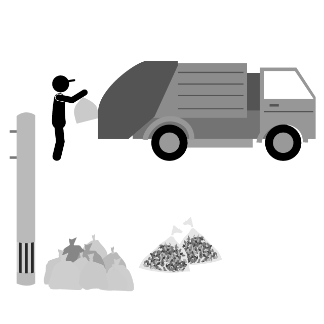 じんかい収集作業員 - 挿絵/クリップアート/フリー/写真/アイコン/白黒/シンプル