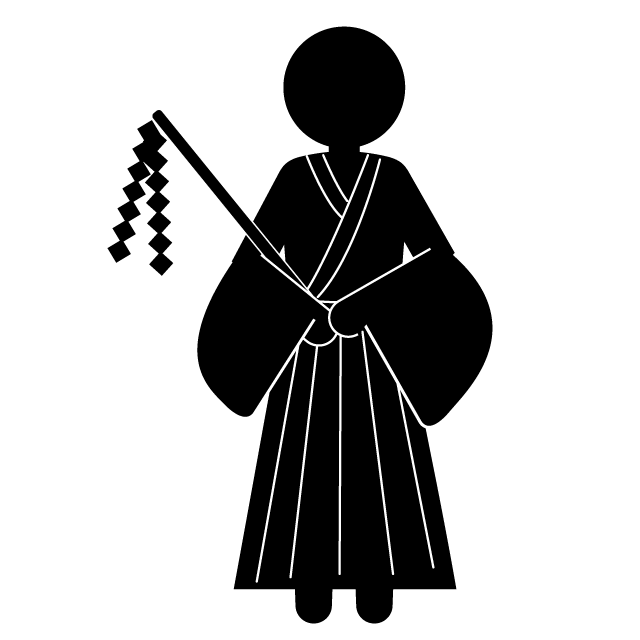 巫女 - 挿絵/クリップアート/フリー/写真/アイコン/白黒/シンプル