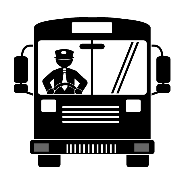 路線バス運転士 - 挿絵/クリップアート/フリー/写真/アイコン/白黒/シンプル