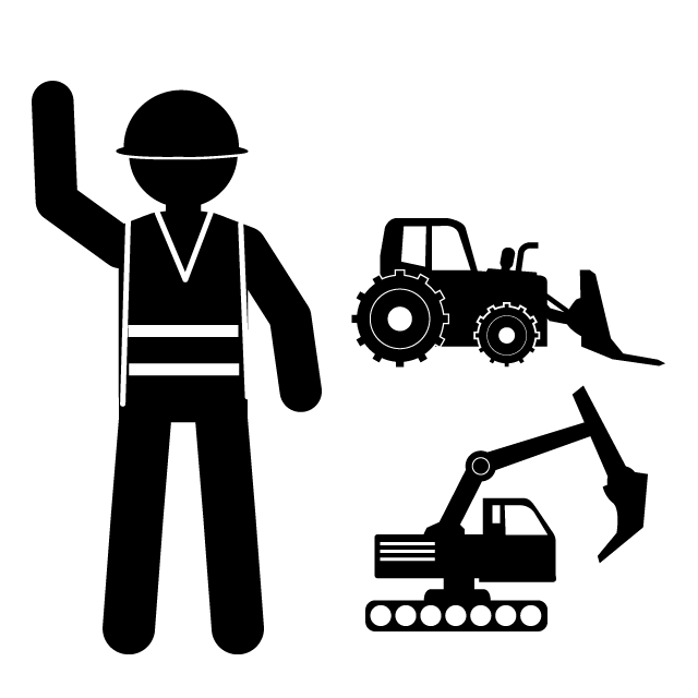 建設機械オペレーター - 挿絵/クリップアート/フリー/写真/アイコン/白黒/シンプル
