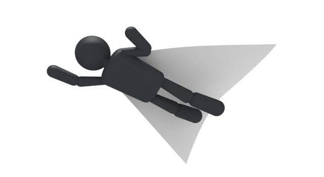 空を飛ぶ人 - シンプル人物イラスト/人クリップアート/アイコン/黒色/ピクトグラム