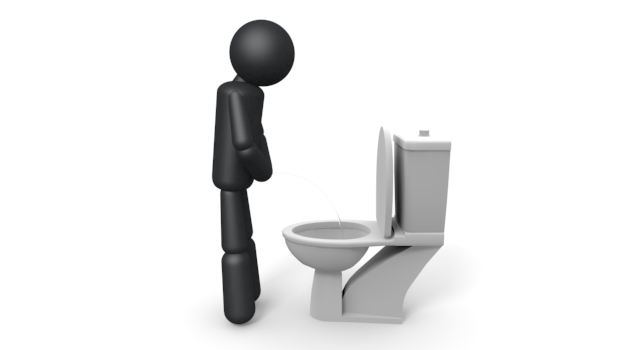 おしっこをする - シンプル人物イラスト/人クリップアート/アイコン/黒色/ピクトグラム