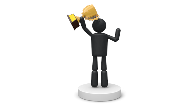 トップ/勝つ - シンプル人物イラスト/人クリップアート/アイコン/黒色/ピクトグラム