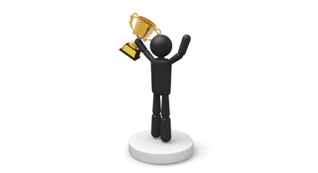 ビクトリー/勝利 - シンプル人物イラスト/人クリップアート/アイコン/黒色/ピクトグラム