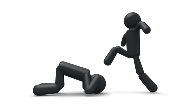 いじめる - シンプル人物イラスト/人クリップアート/アイコン/黒色/ピクトグラム