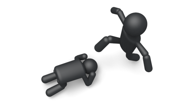 弱いものいじめ - シンプル人物イラスト/人クリップアート/アイコン/黒色/ピクトグラム