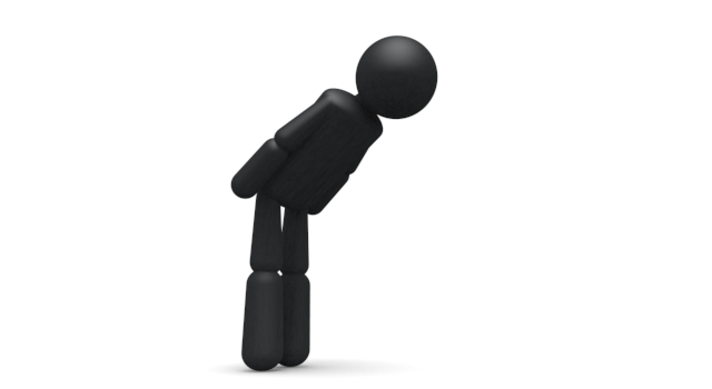 おじぎする - シンプル人物イラスト/人クリップアート/アイコン/黒色/ピクトグラム