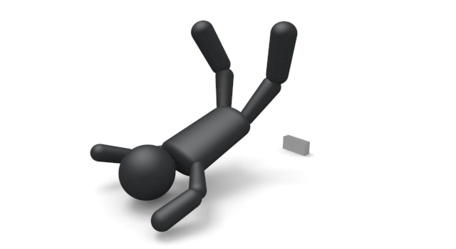 転倒する人 - シンプル人物イラスト/人クリップアート/アイコン/黒色/ピクトグラム