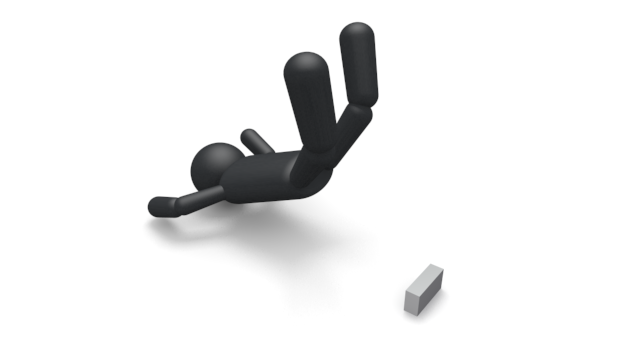 顔面から落下 - シンプル人物イラスト/人クリップアート/アイコン/黒色/ピクトグラム