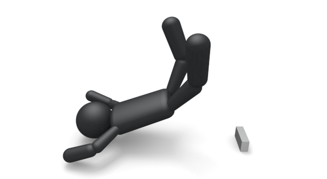 転ぶ人 - シンプル人物イラスト/人クリップアート/アイコン/黒色/ピクトグラム