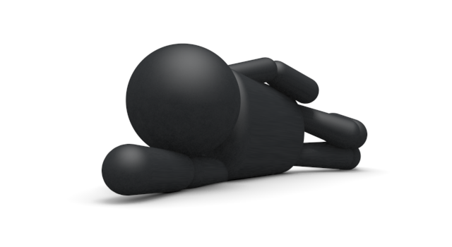 ぐったり/疲れた状態 - シンプル人物イラスト/人クリップアート/アイコン/黒色/ピクトグラム