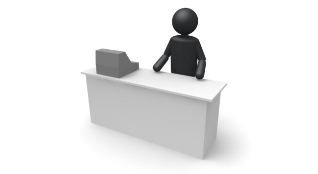 お会計の定員 - シンプル人物イラスト/人クリップアート/アイコン/黒色/ピクトグラム